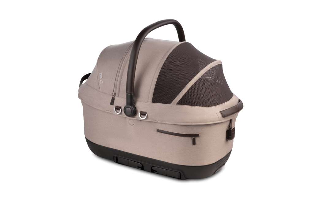 Fawn+Chocolate Maeve iso6X Wind + Roscoe Trek Pet Car Seat and Stroller Travel System