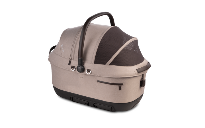 Fawn+Chocolate Maeve iso6X Wind + Roscoe Trek Pet Car Seat and Stroller Travel System