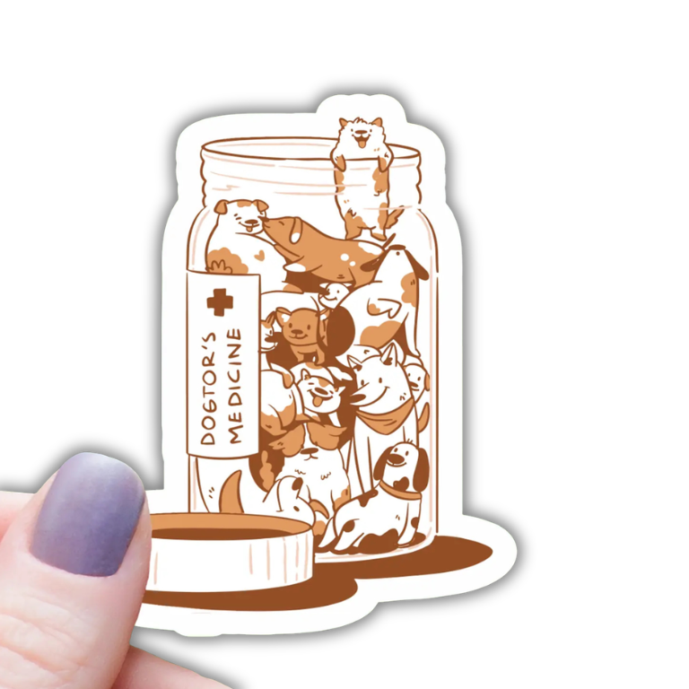 Dogtors Medicine Dog Sticker - 3"