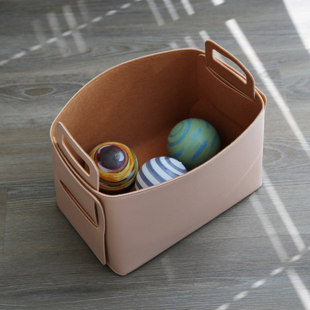Vegan Leather Felt-lined Storage Bin