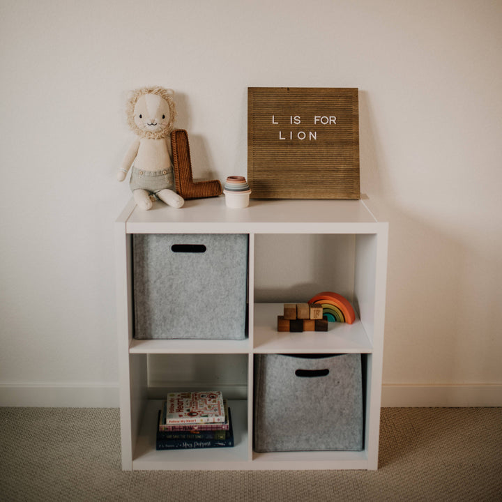 Grey Felt Cube Storage Bin
