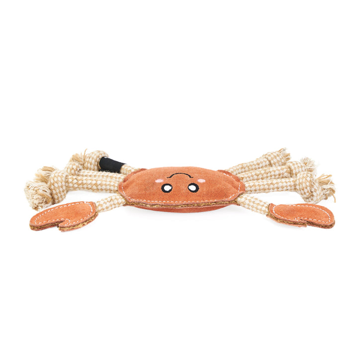 EcoZippy Suede and Rope Buddies Crab Dog Toy