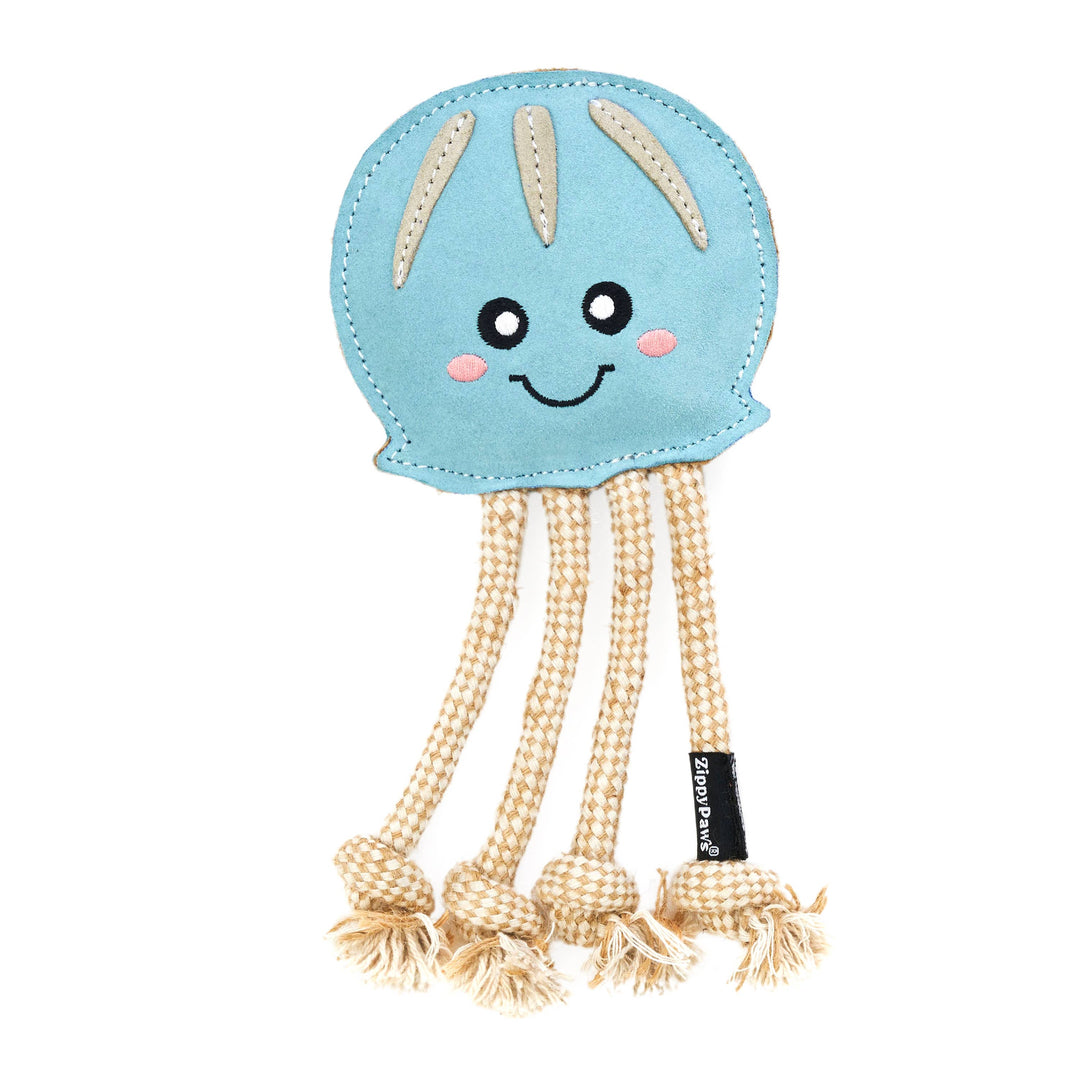 EcoZippy Suede and Rope Buddies, Jellyfish Dog Toy
