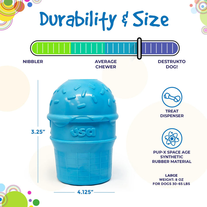 Ice Cream Cone Durable PUP-X Rubber Chew Toy &amp; Treat Dispenser