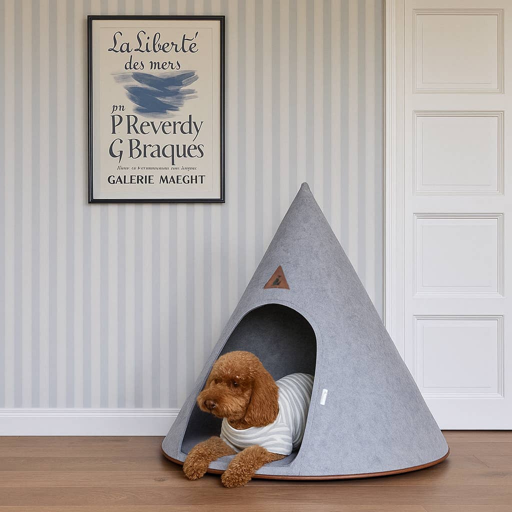 Recycled Felt Pet Cave (Gray) – Modern Foldable Dog House