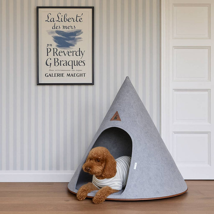 Recycled Felt Pet Cave (Gray) – Modern Foldable Dog House