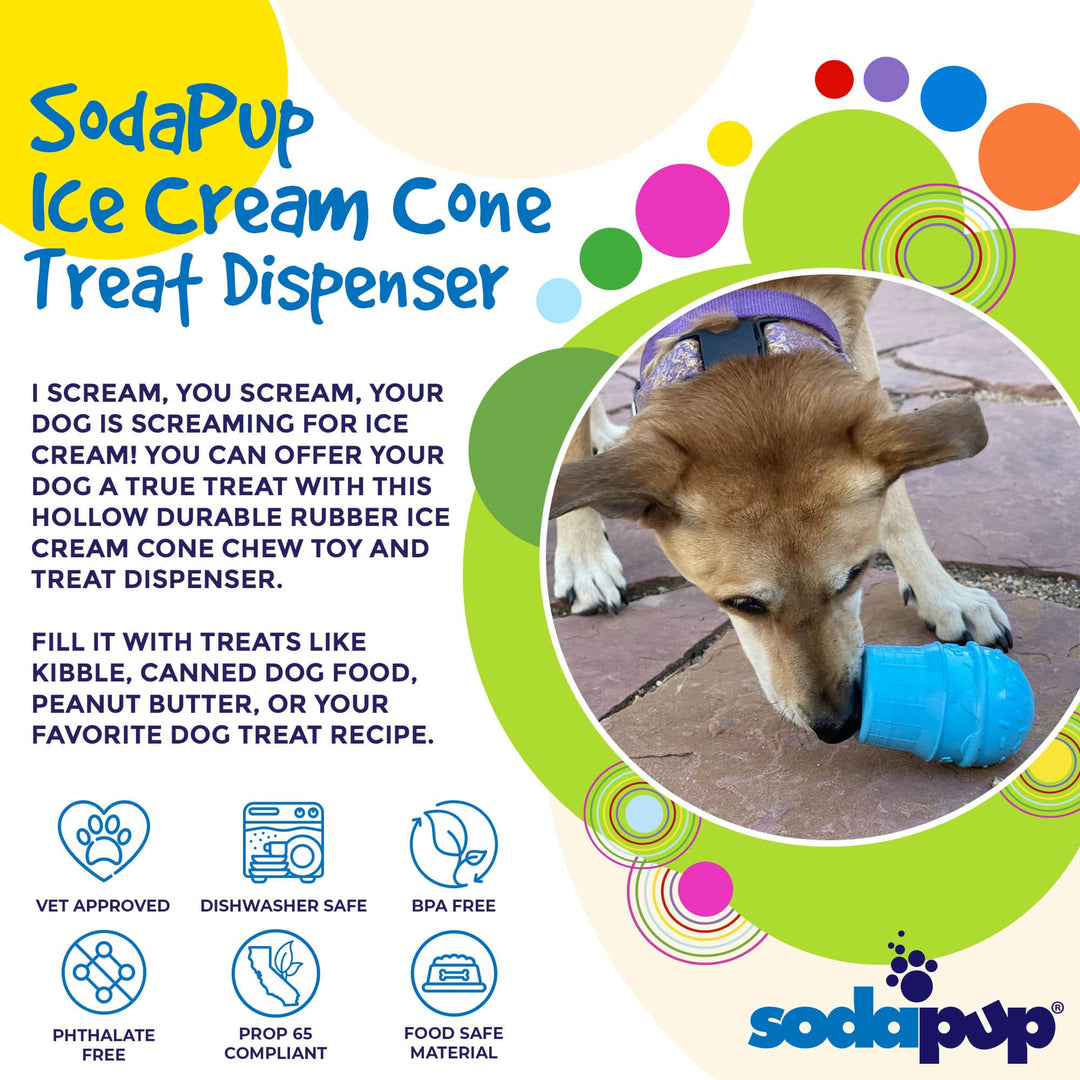 Ice Cream Cone Durable PUP-X Rubber Chew Toy &amp; Treat Dispenser