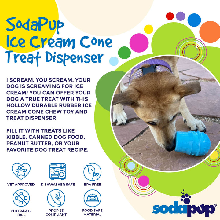 Ice Cream Cone Durable PUP-X Rubber Chew Toy &amp; Treat Dispenser
