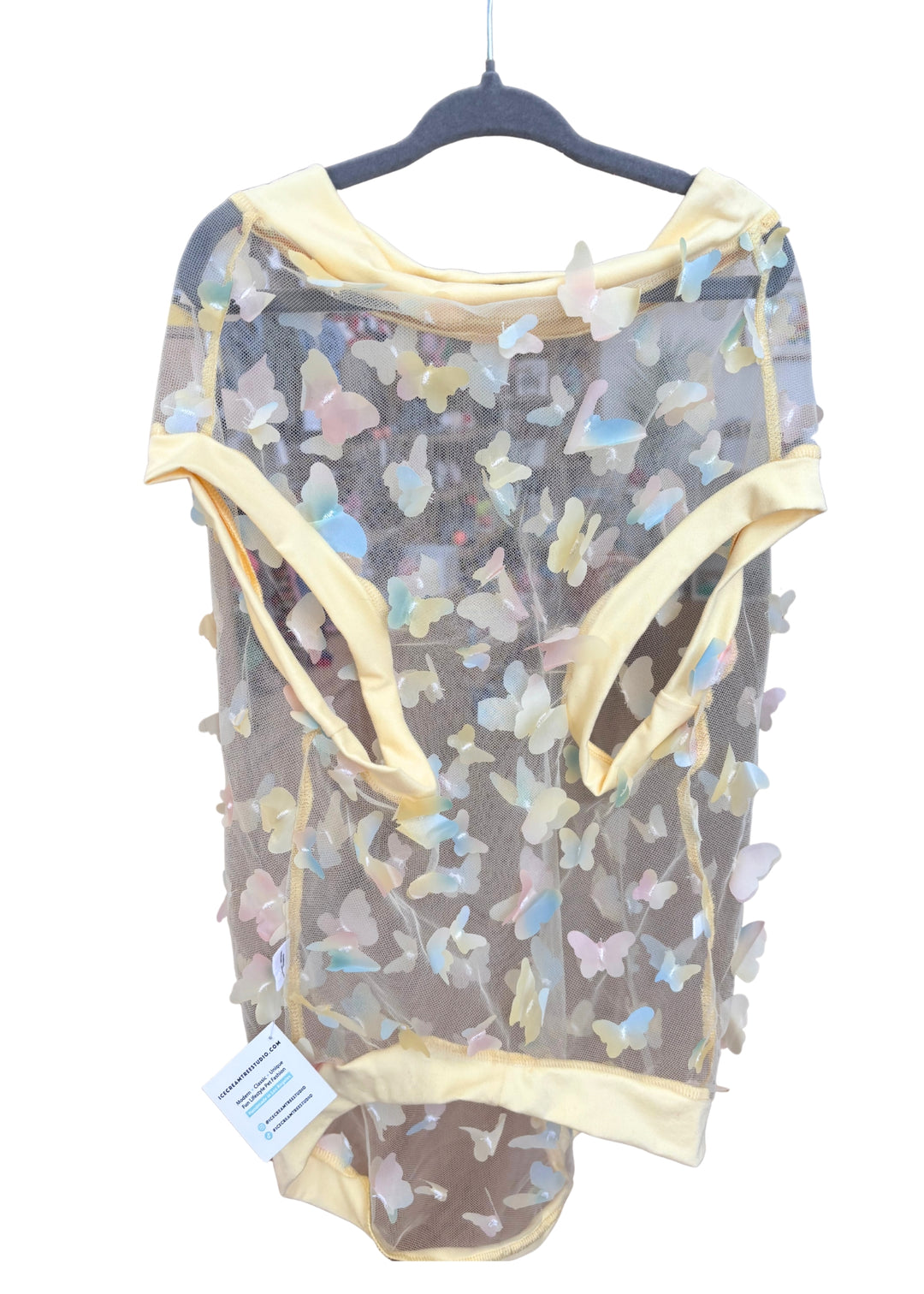 Yellow Ombre Butterfly Mesh Top