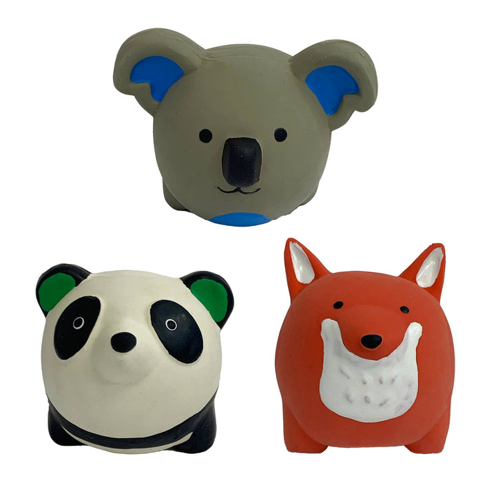 Minipet Latex Round Animals Dog Chew Toy Asst. 2.5"