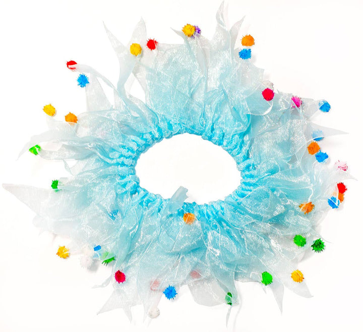 Party Pom Pom Collar Blue Small