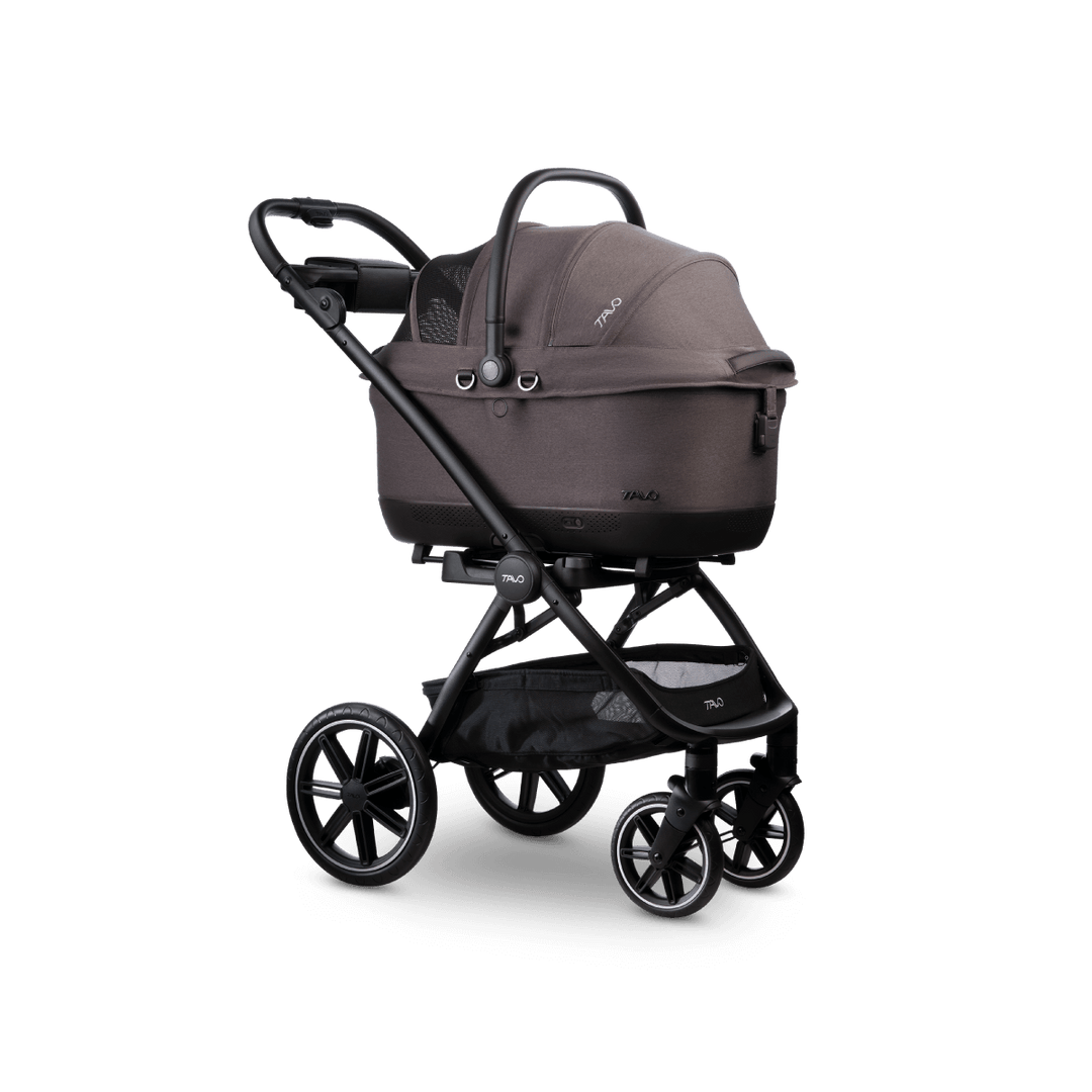 Ashen+Black Maeve iso6X Wind + Roscoe Trek Pet Car Seat and Stroller Travel System