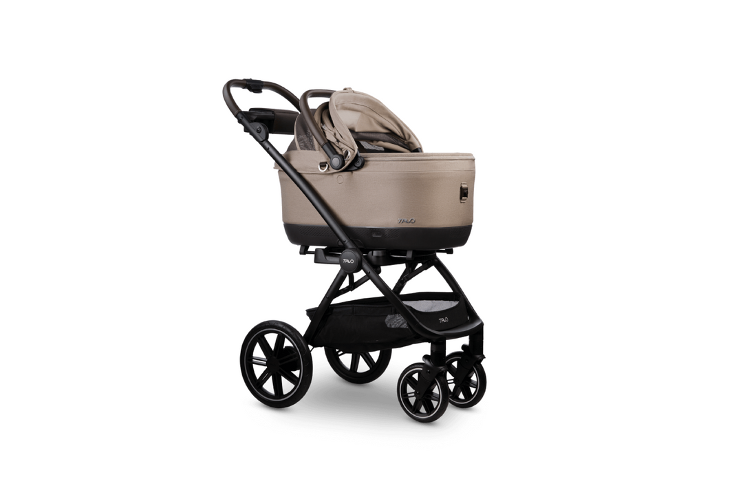 Fawn+Chocolate Maeve iso6X Wind + Roscoe Trek Pet Car Seat and Stroller Travel System