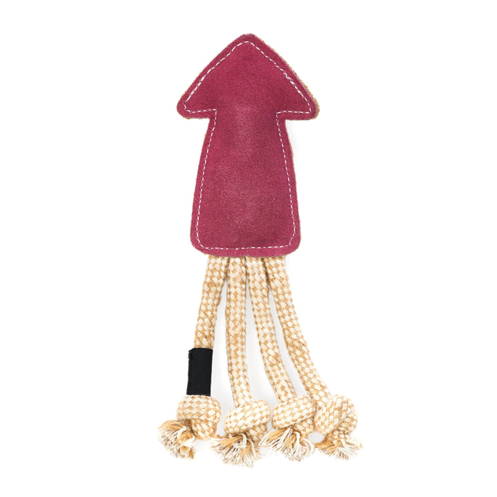 EcoZippy Suede and Rope Buddies Squid  Dog Toy