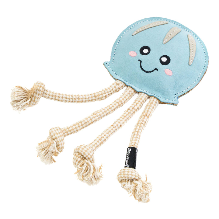 EcoZippy Suede and Rope Buddies, Jellyfish Dog Toy