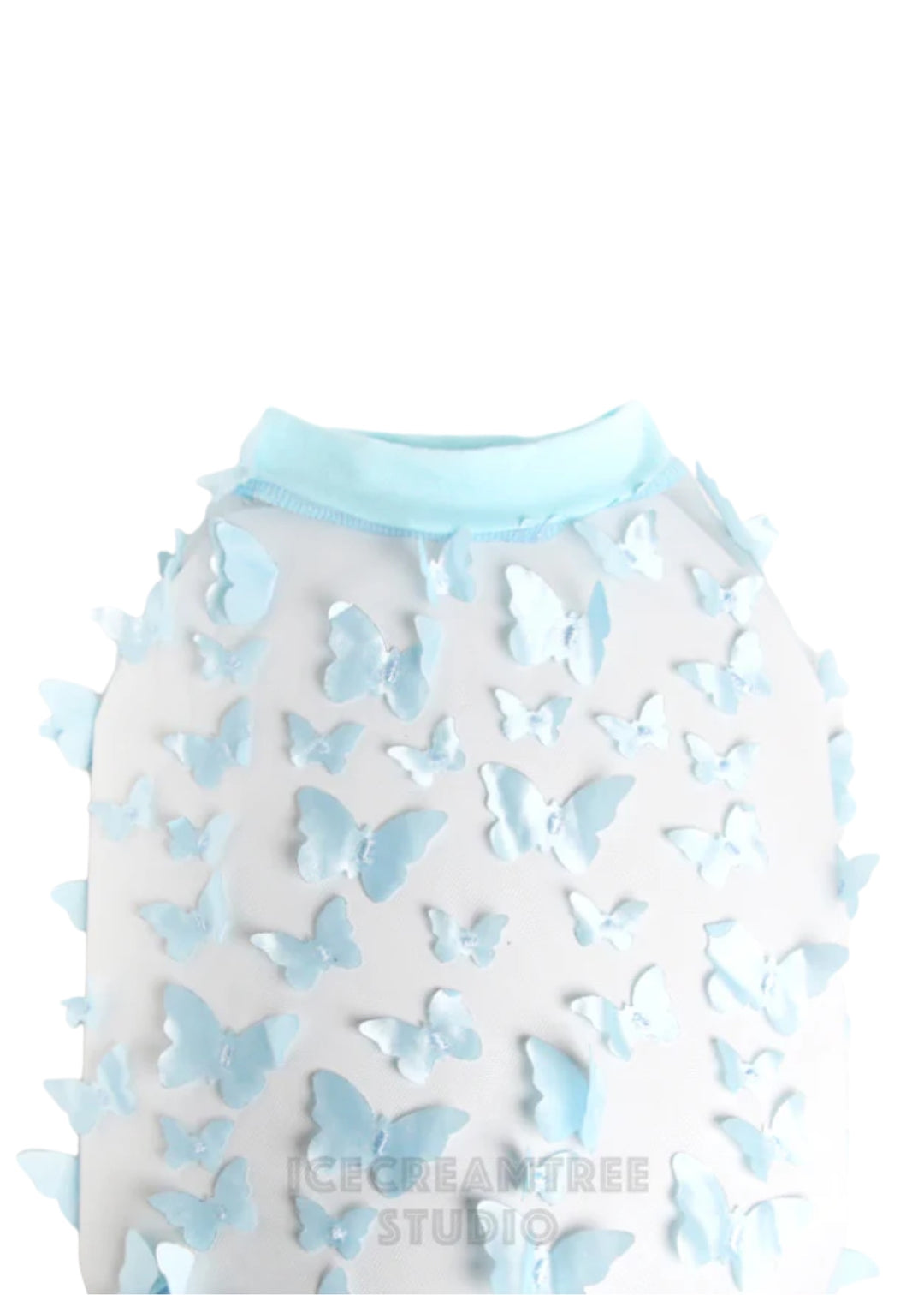 Baby Blue Butterfly Mesh Top