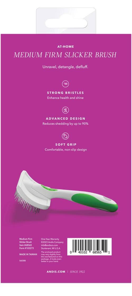 Medium Firm Slicker Brush, Green/White