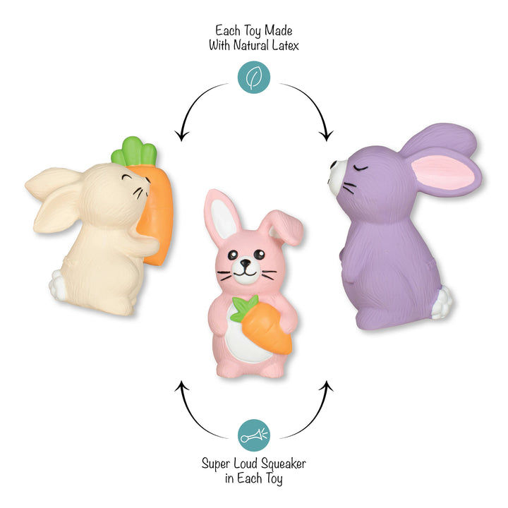 Hopping Love Carrots 3 Pc Latex Dog Toy Set