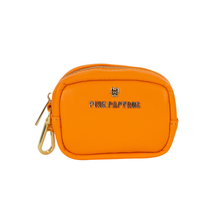 Keanu Orange Vegan Leather Poop Bag Dispenser &amp; Treat Pouch