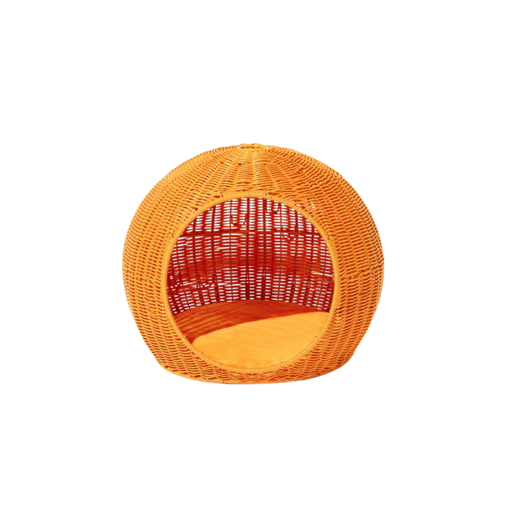 Tangerine Rattan Pet Bed
