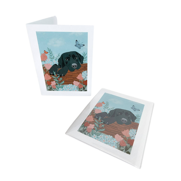 Black Lab Forest Greeting Card