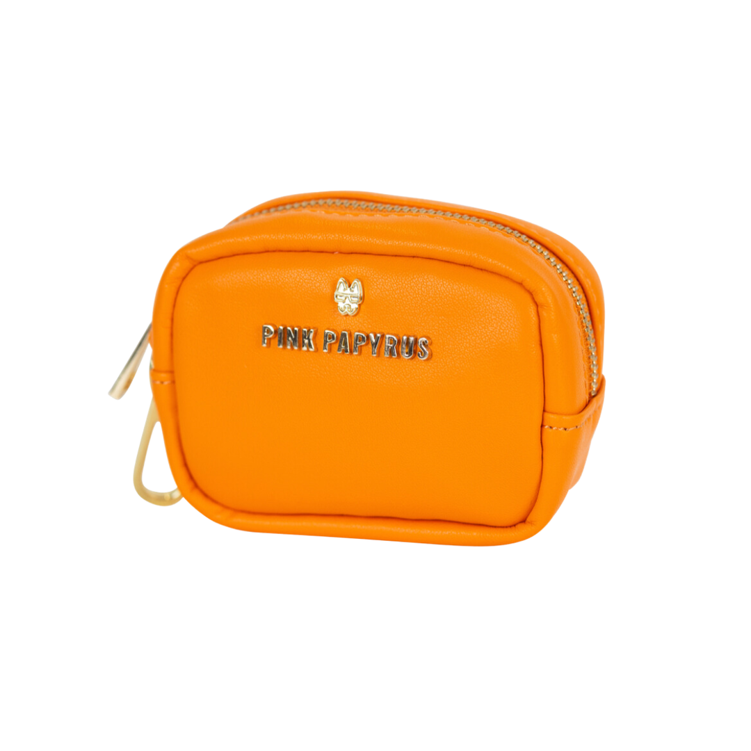 Keanu Orange Vegan Leather Poop Bag Dispenser &amp; Treat Pouch