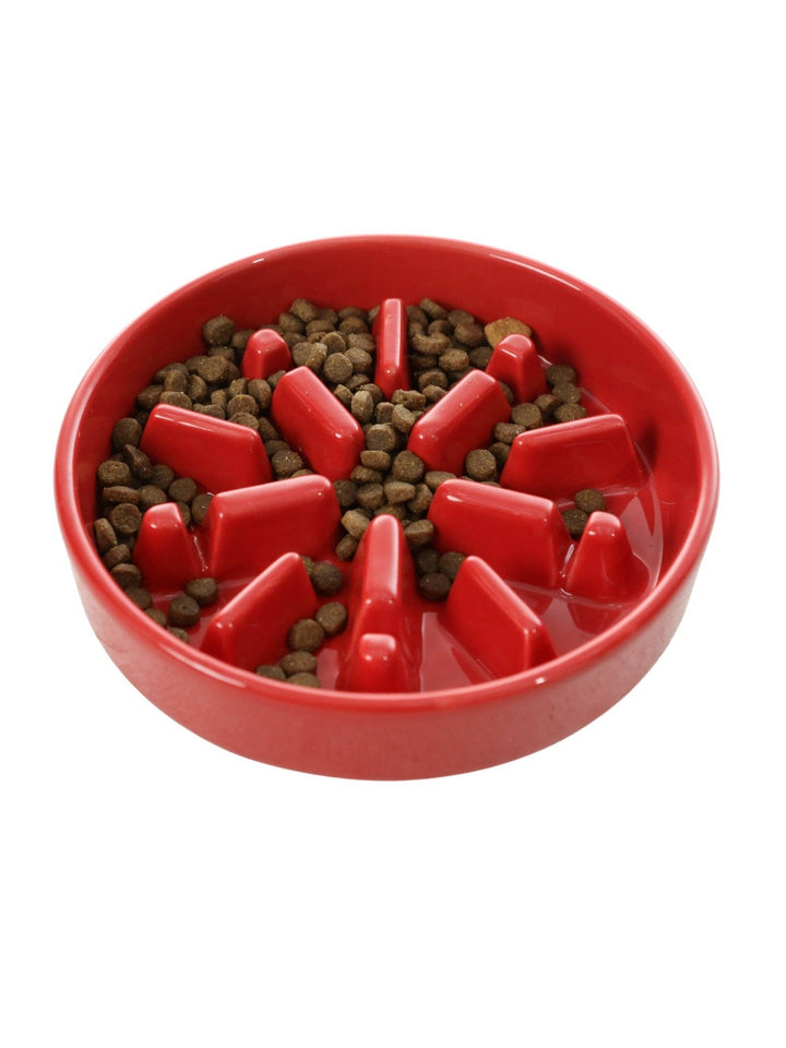 Spark Slow Feeder Dog Bowls - Red / Green