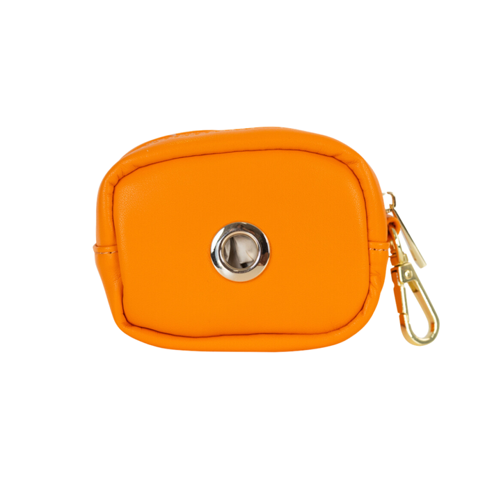 Keanu Orange Vegan Leather Poop Bag Dispenser &amp; Treat Pouch