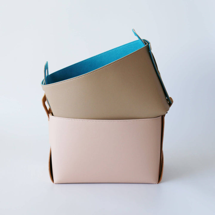 Vegan Leather Felt-lined Storage Bin
