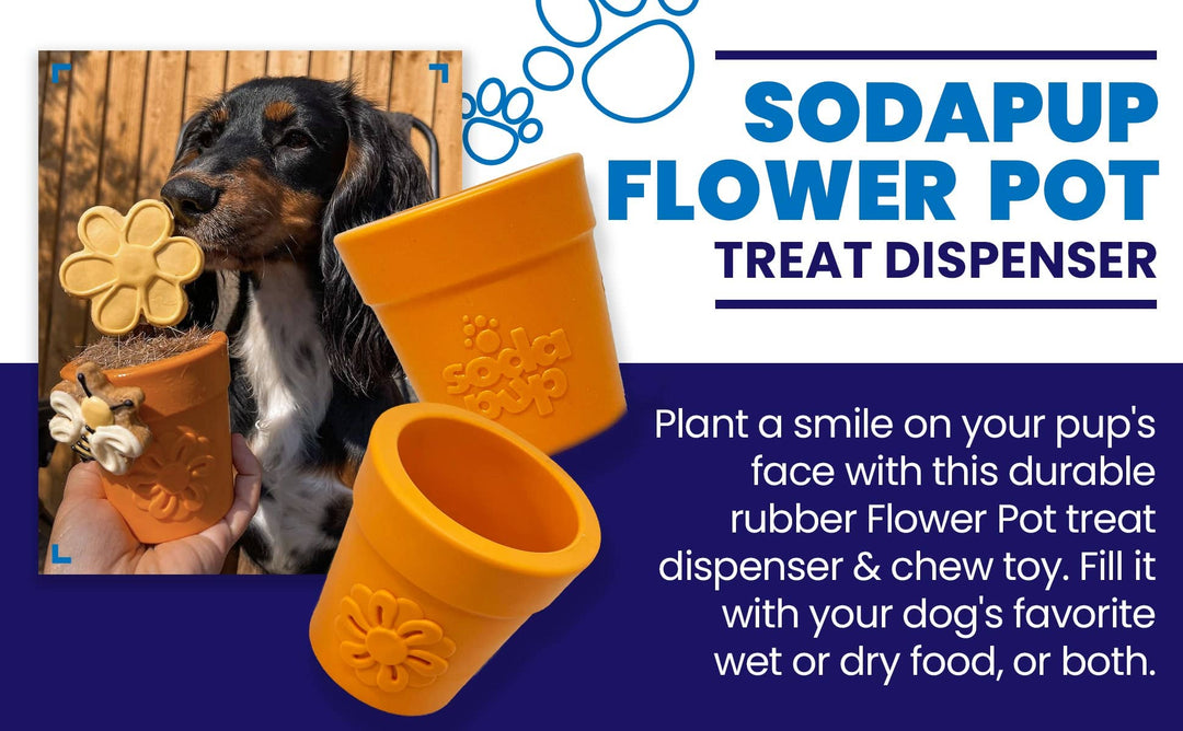 Flower Pot Durable Rubber Treat Dispenser &amp; Enrichment