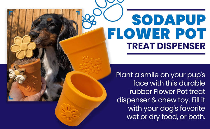 Flower Pot Durable Rubber Treat Dispenser &amp; Enrichment