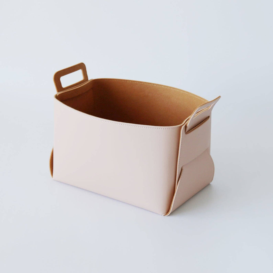 Vegan Leather Felt-lined Storage Bin