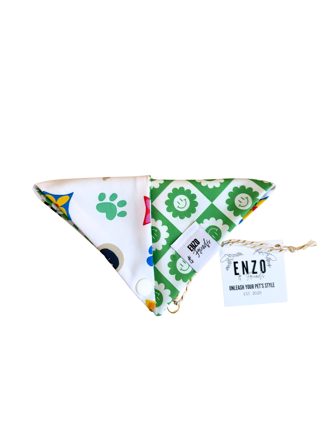 Enzo Green Happy Face + Multicolor Luxe Bandana