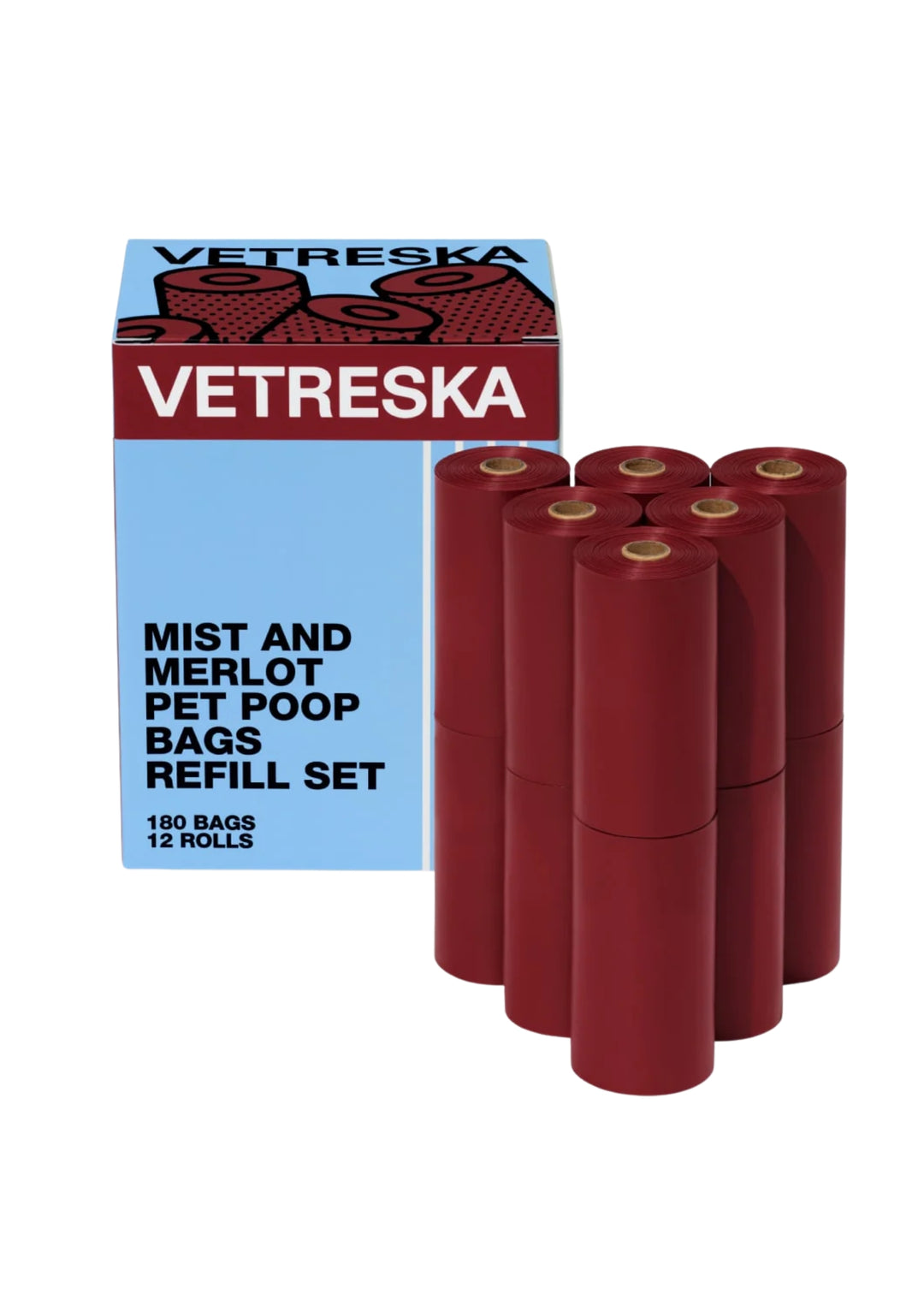 Mist And Merlot Pet Poop Bags Refill Set (12 Rolls)