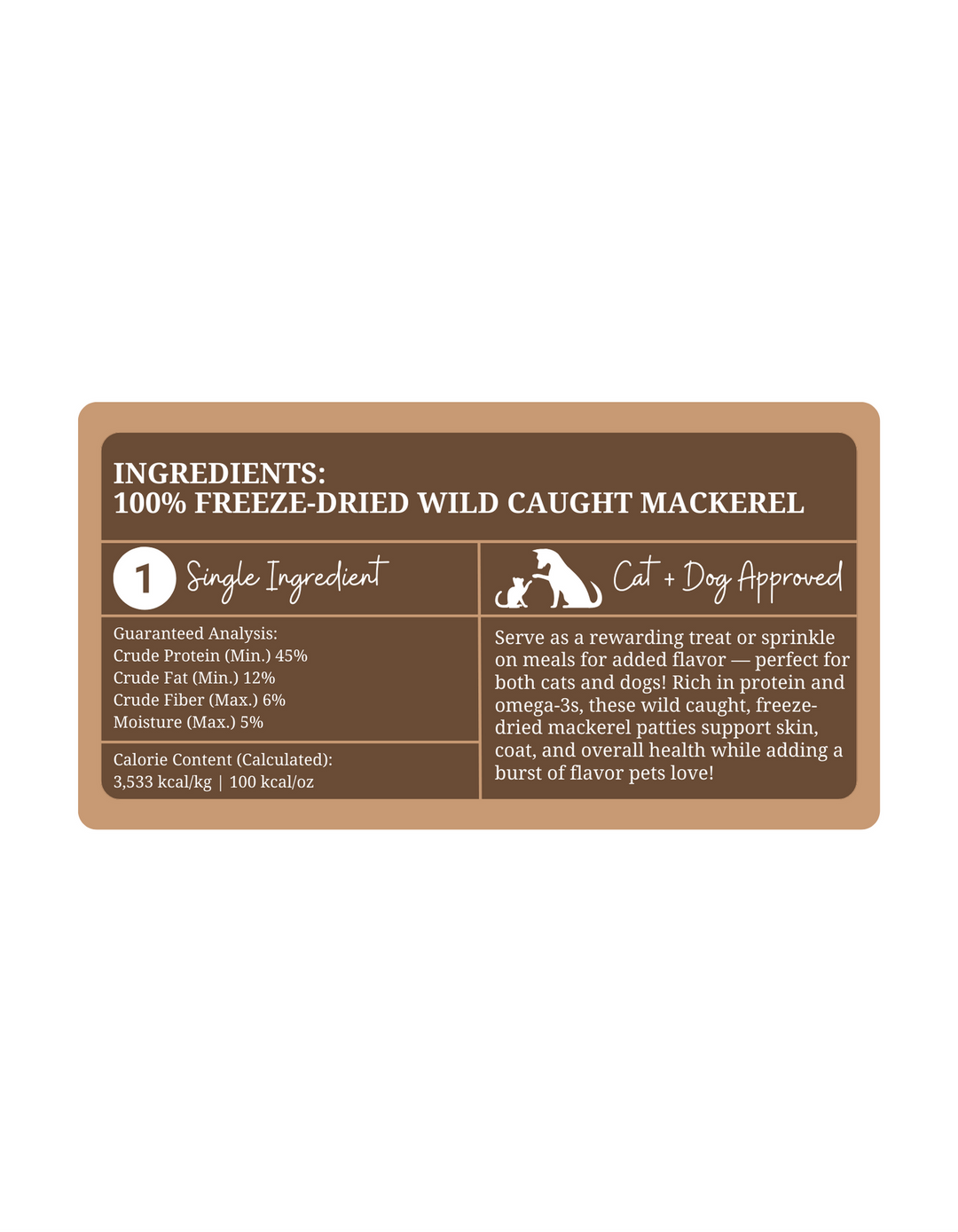Wild Caught Mackerel Patties Freeze Dried Raw | 3 oz