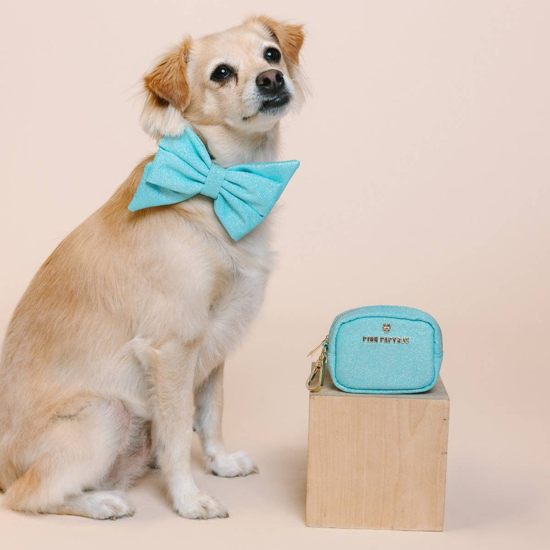 Dawson Blue Glitter Poop Bag Dispenser &amp; Treat Pouch