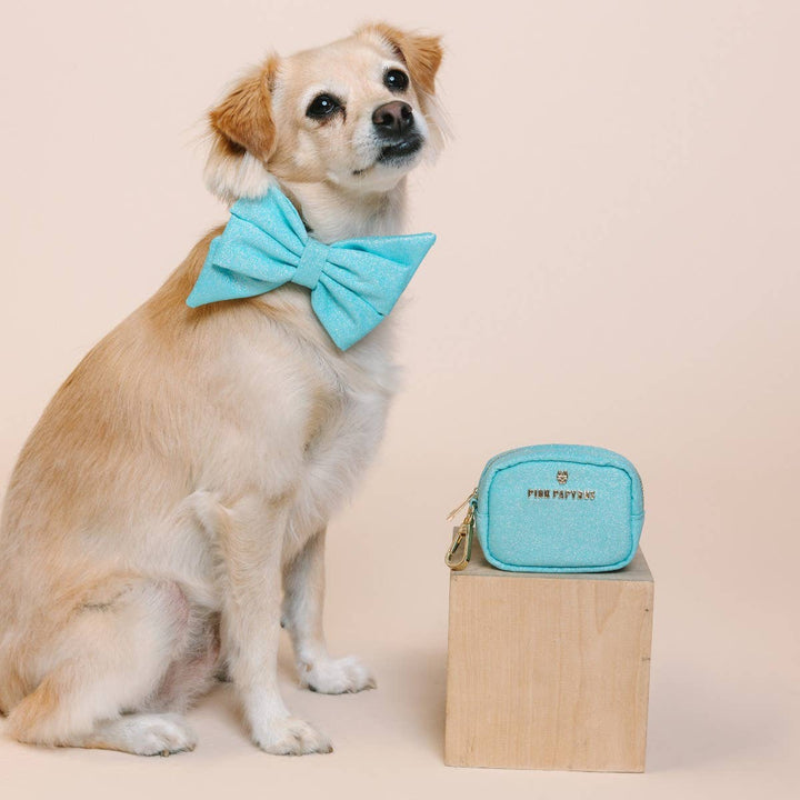 Dawson Blue Glitter Poop Bag Dispenser &amp; Treat Pouch