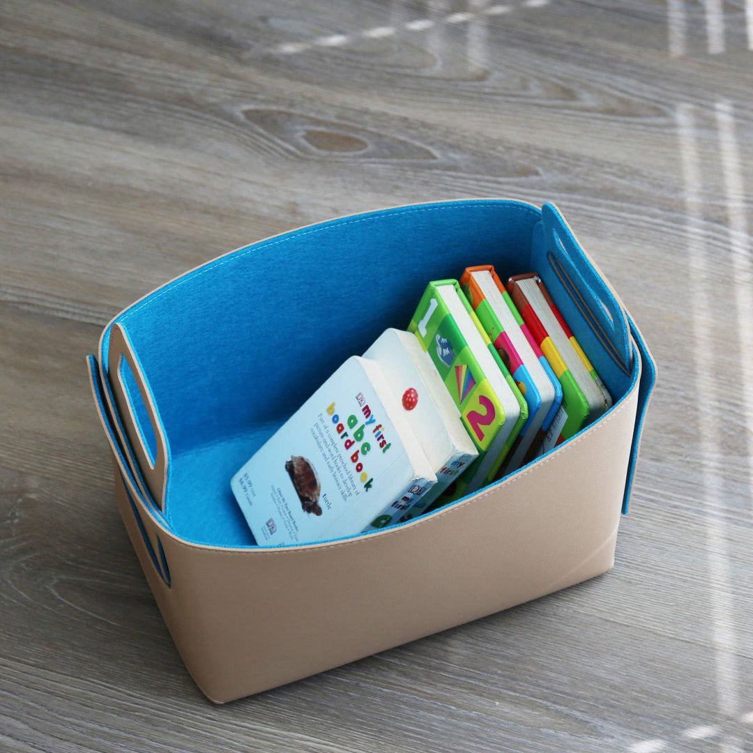 Vegan Leather Felt-lined Storage Bin