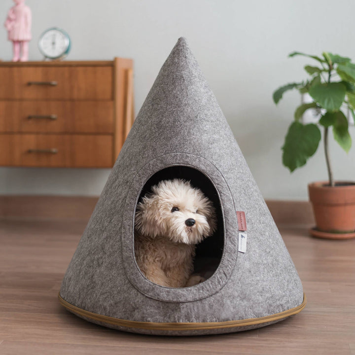 Recycled Felt Pet Cave (Gray) – Modern Foldable Dog House
