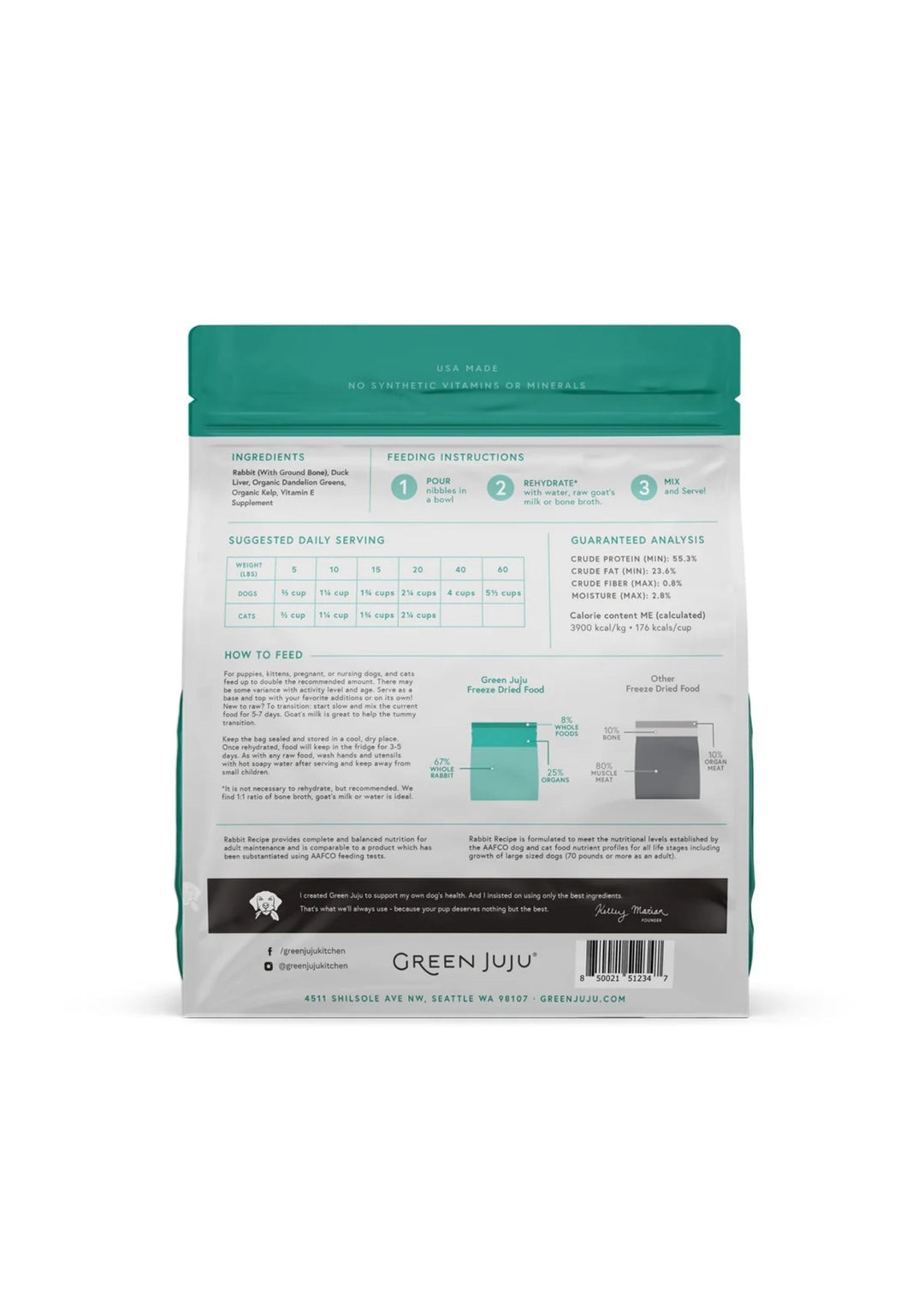 Rabbit with Duck Liver Recipe Freeze Dried Raw Diet 14oz
