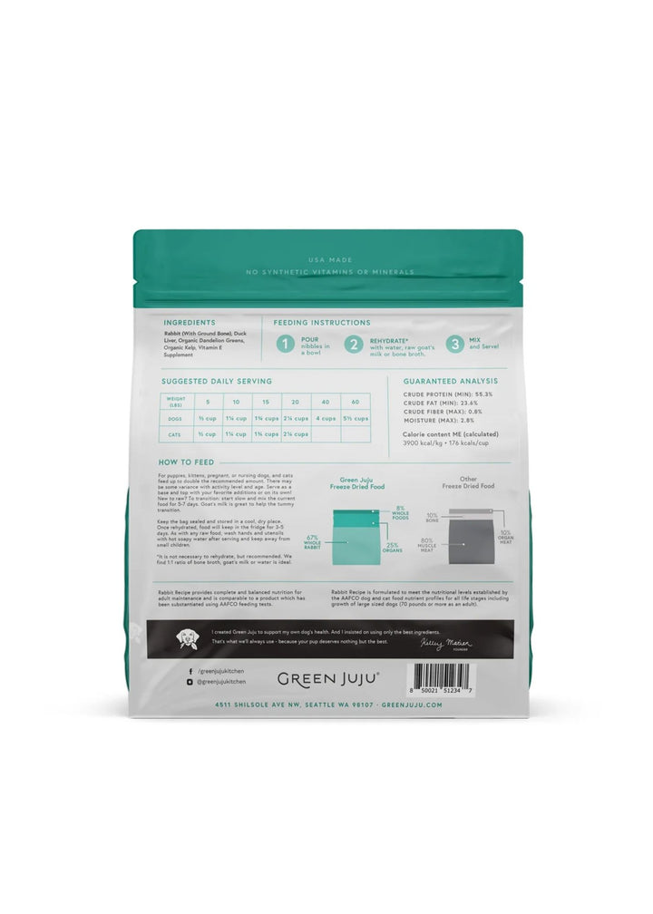Rabbit with Duck Liver Recipe Freeze Dried Raw Diet 14oz