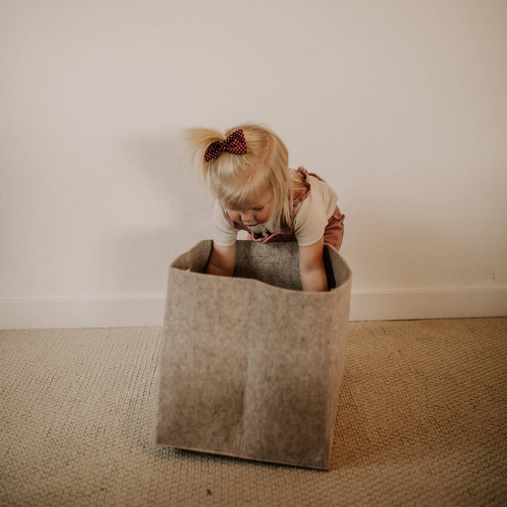 Oatmeal Felt Cube Storage Bin
