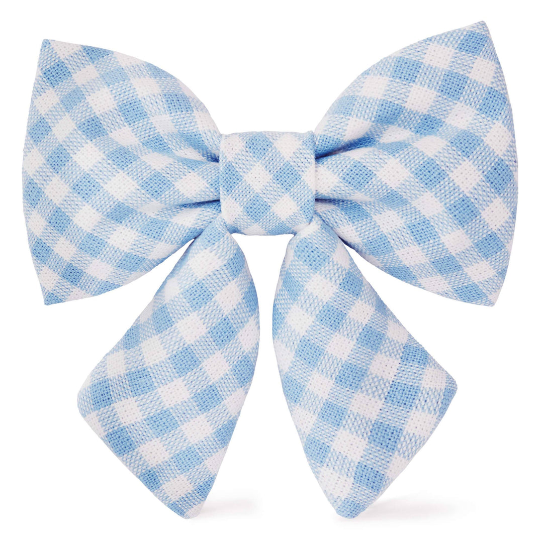 Sky Blue Gingham Lady Dog Bow