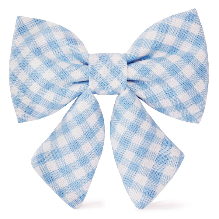 Sky Blue Gingham Lady Dog Bow