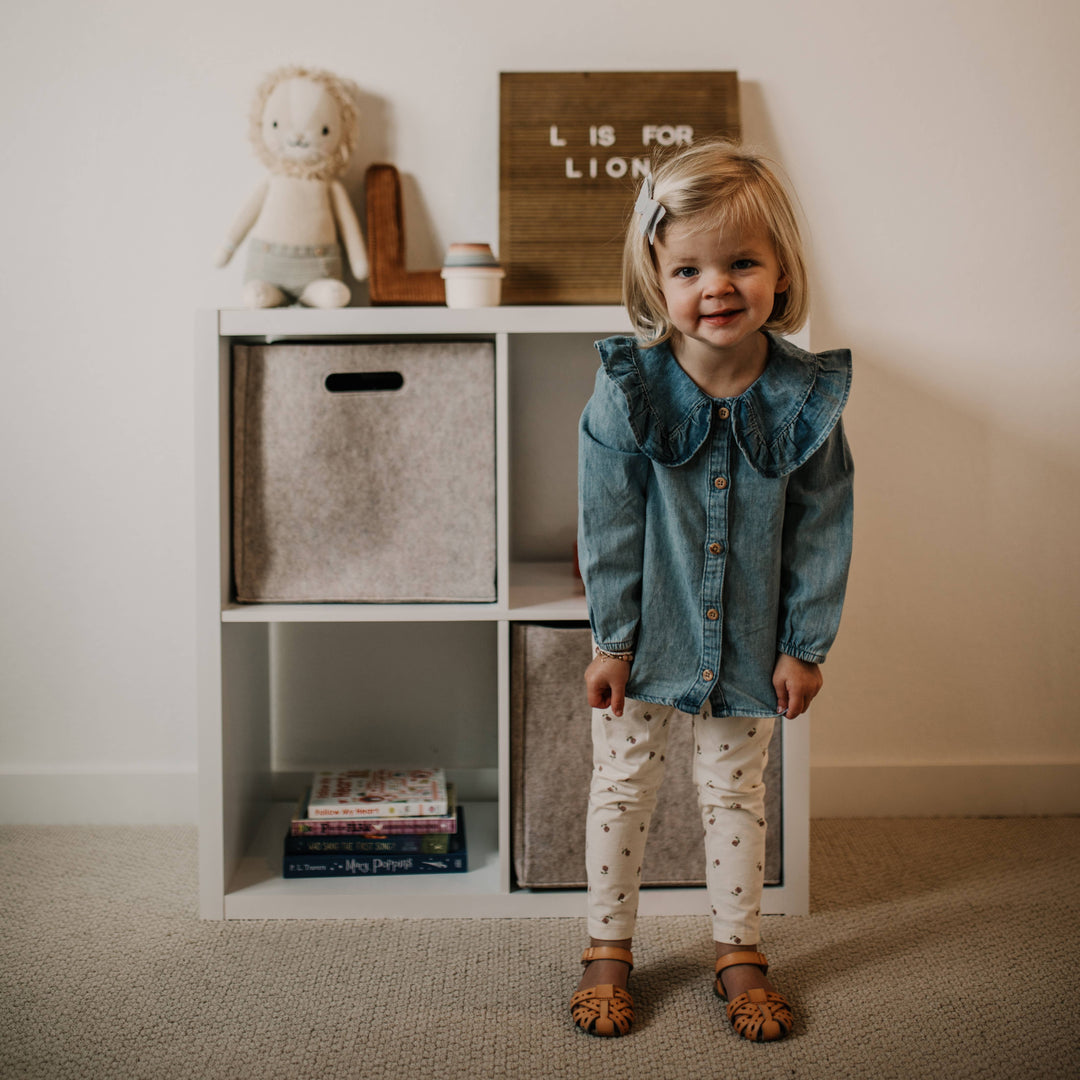 Oatmeal Felt Cube Storage Bin