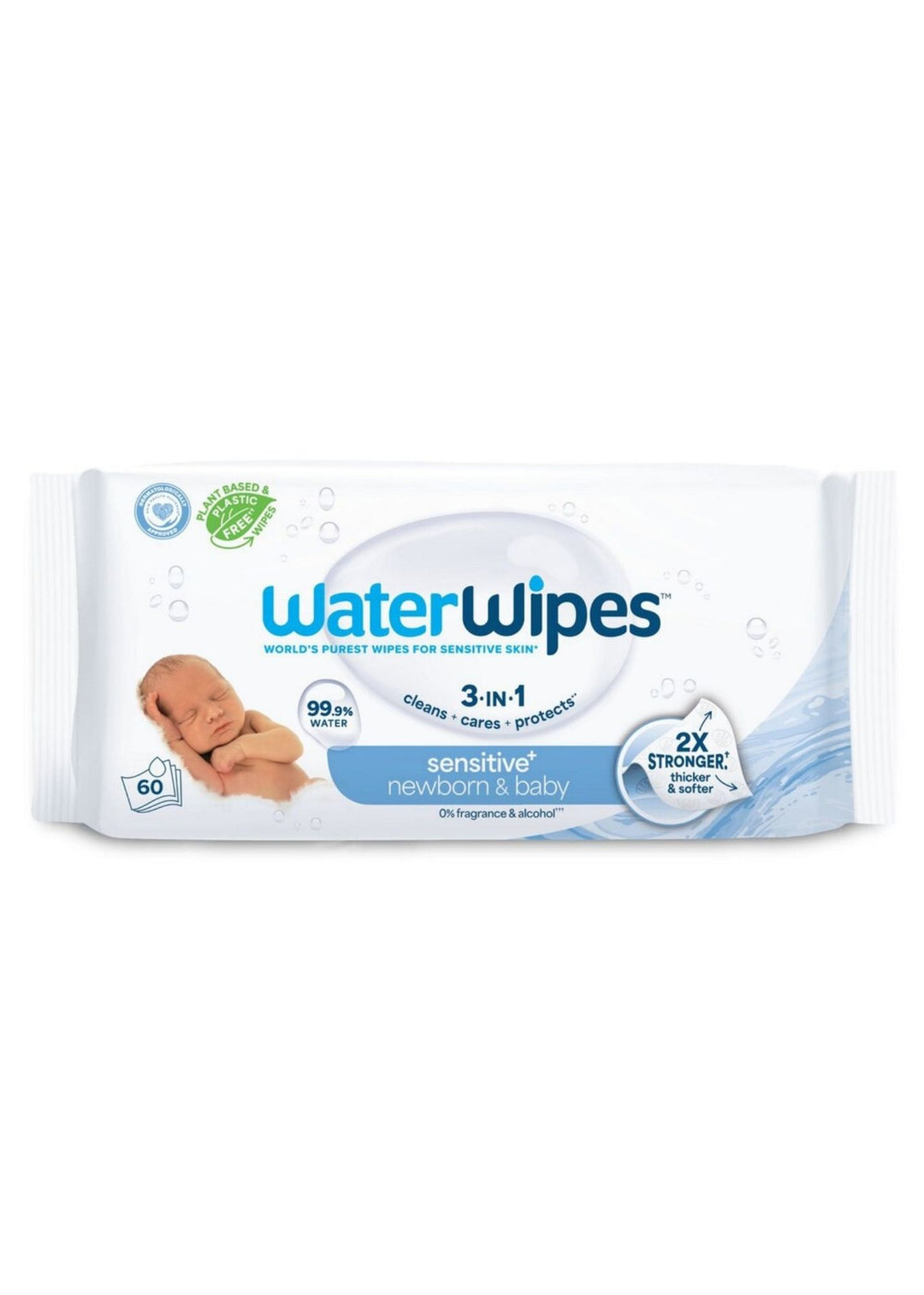 60 count Wipes, 99.9% Water Based