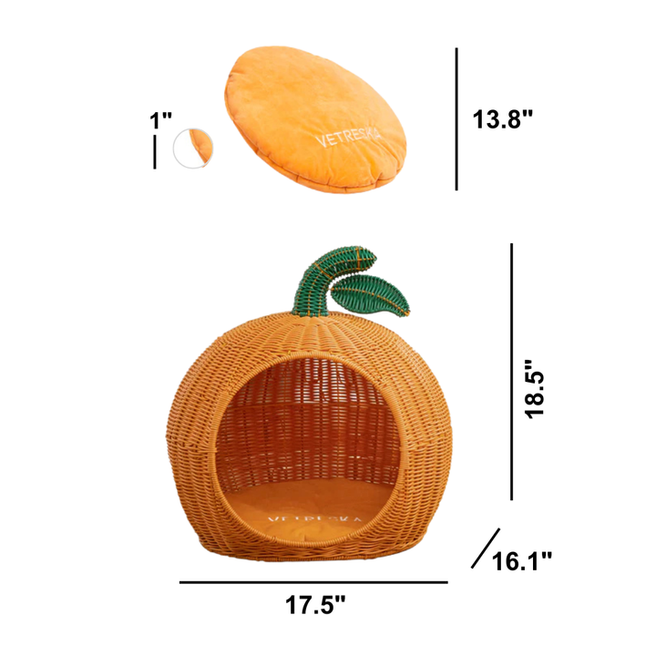 Tangerine Rattan Pet Bed