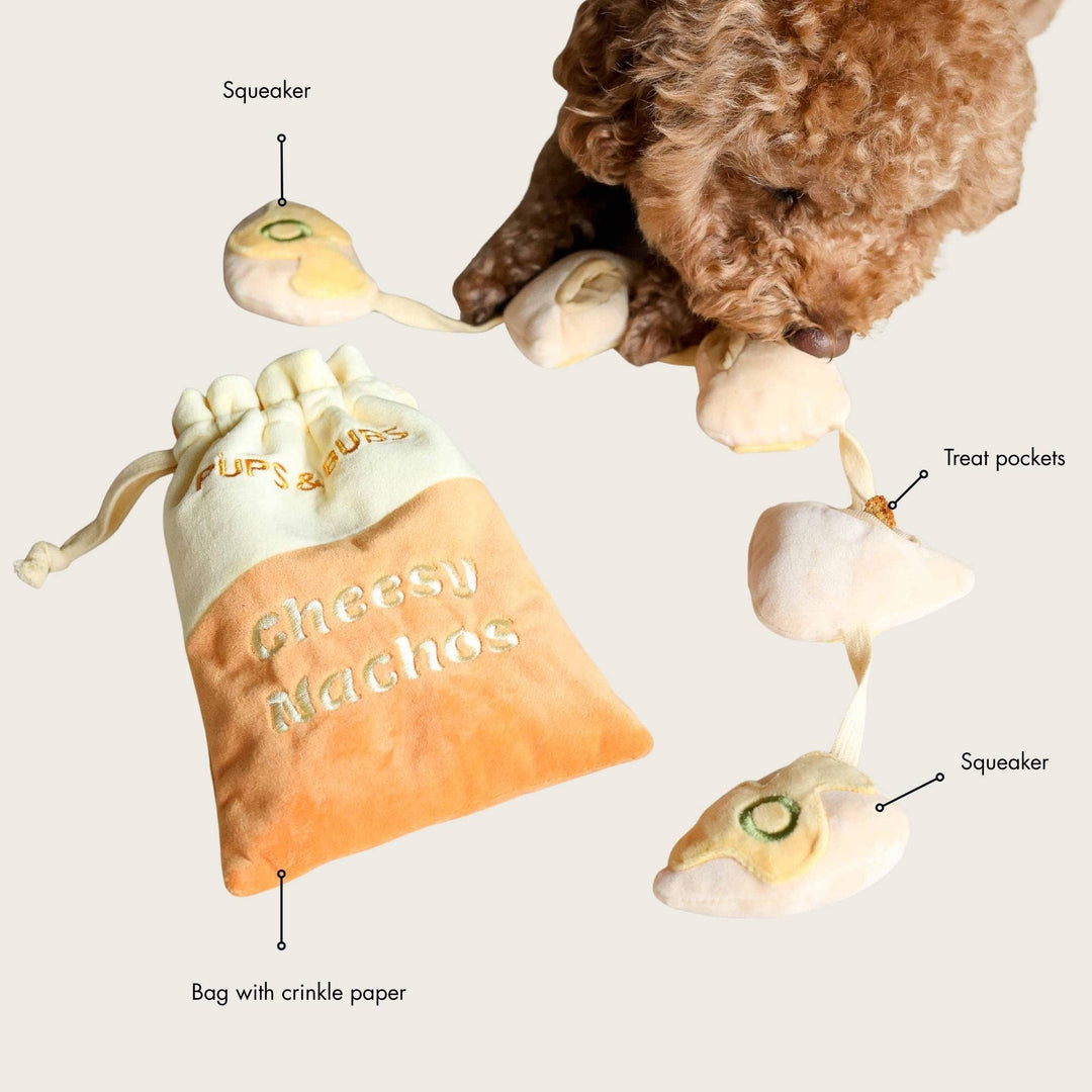 Cheesy Nachos Nosework Enrichment Toy | Snuffle | Squeaker