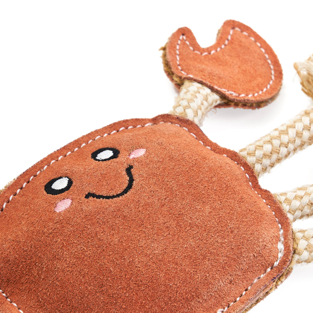 EcoZippy Suede and Rope Buddies Crab Dog Toy