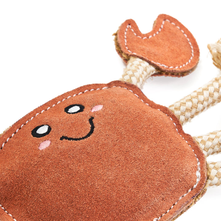 EcoZippy Suede and Rope Buddies Crab Dog Toy